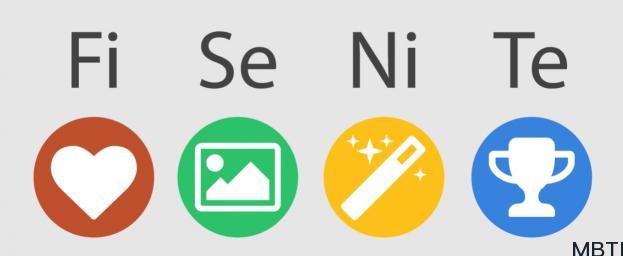 FiSe 的功能介紹：Fi - 內(nèi)向的感覺(jué) Ni - 內(nèi)向直覺(jué)  Se - 外向感知 Te - 外向思維