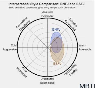 ENFJ 和 ESFJ  的區別體現:人際關系、友誼和伙伴關系